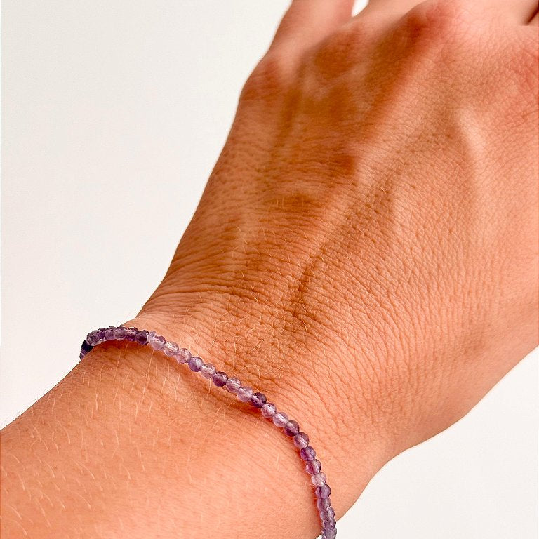 Pulseira de Ametista 2mm Multifacetada - Intuição, Conexão, Espiritualidade e Eleva a Vibração