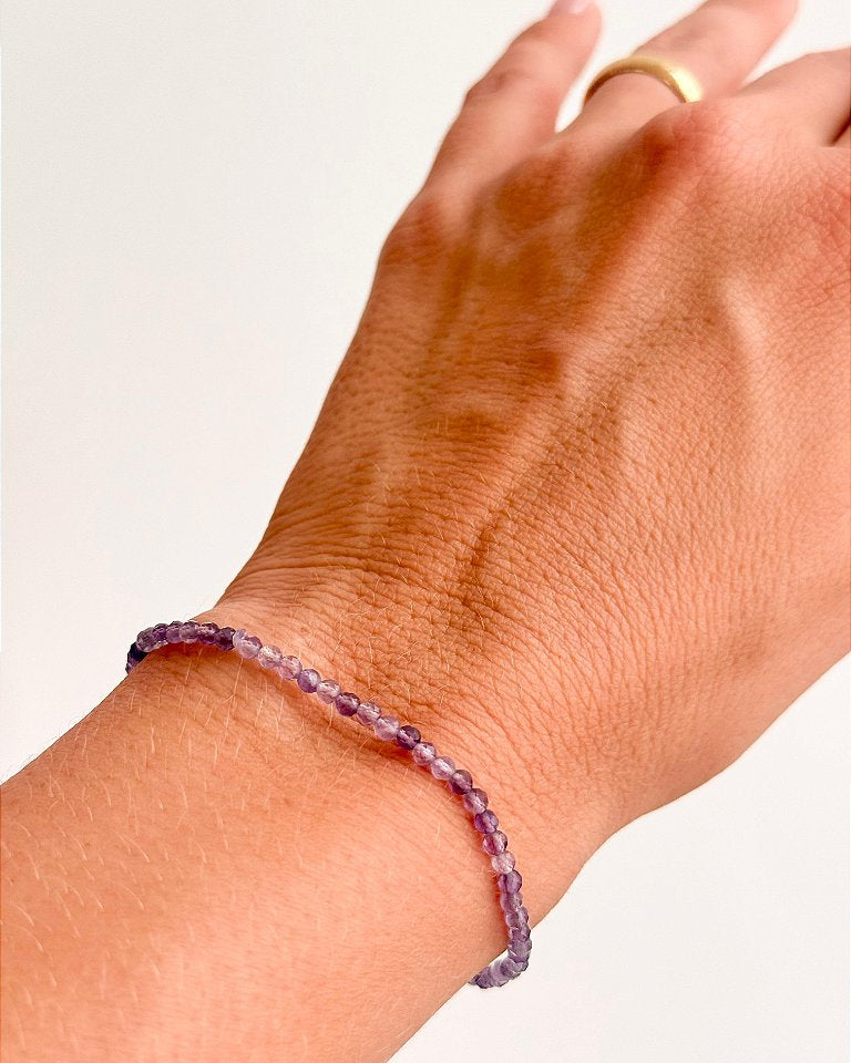 Pulseira de Ametista 2mm Multifacetada - Intuição, Conexão, Espiritualidade e Eleva a Vibração