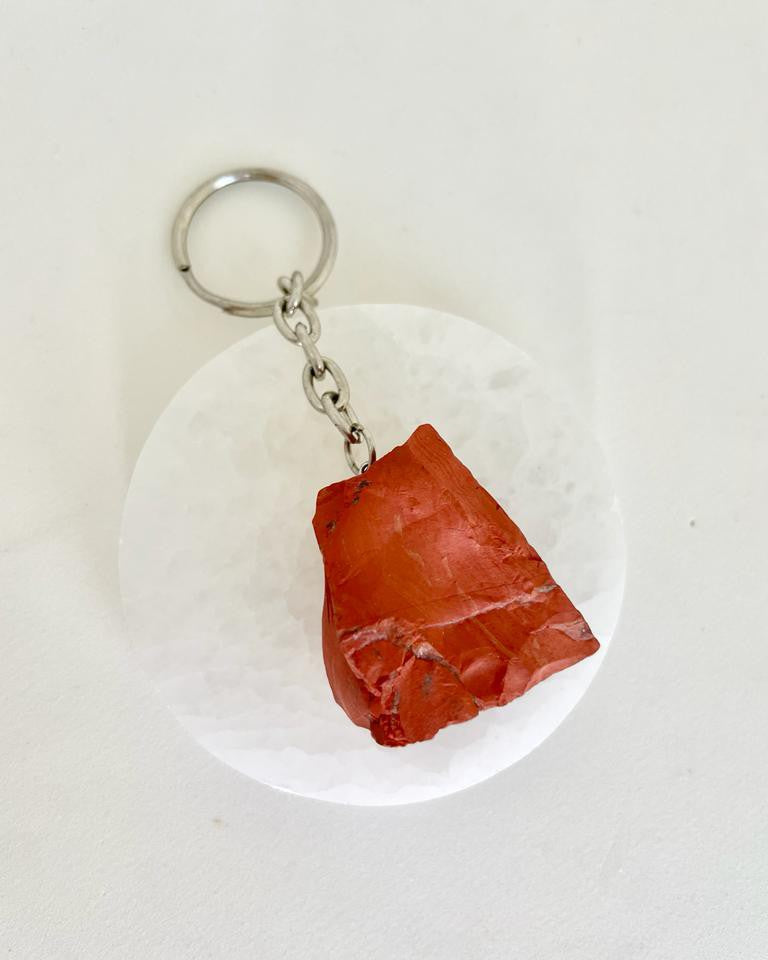 Chaveiro de Jaspe Vermelho Bruto - Coragem, Atitude, Vitalidade e Saúde
