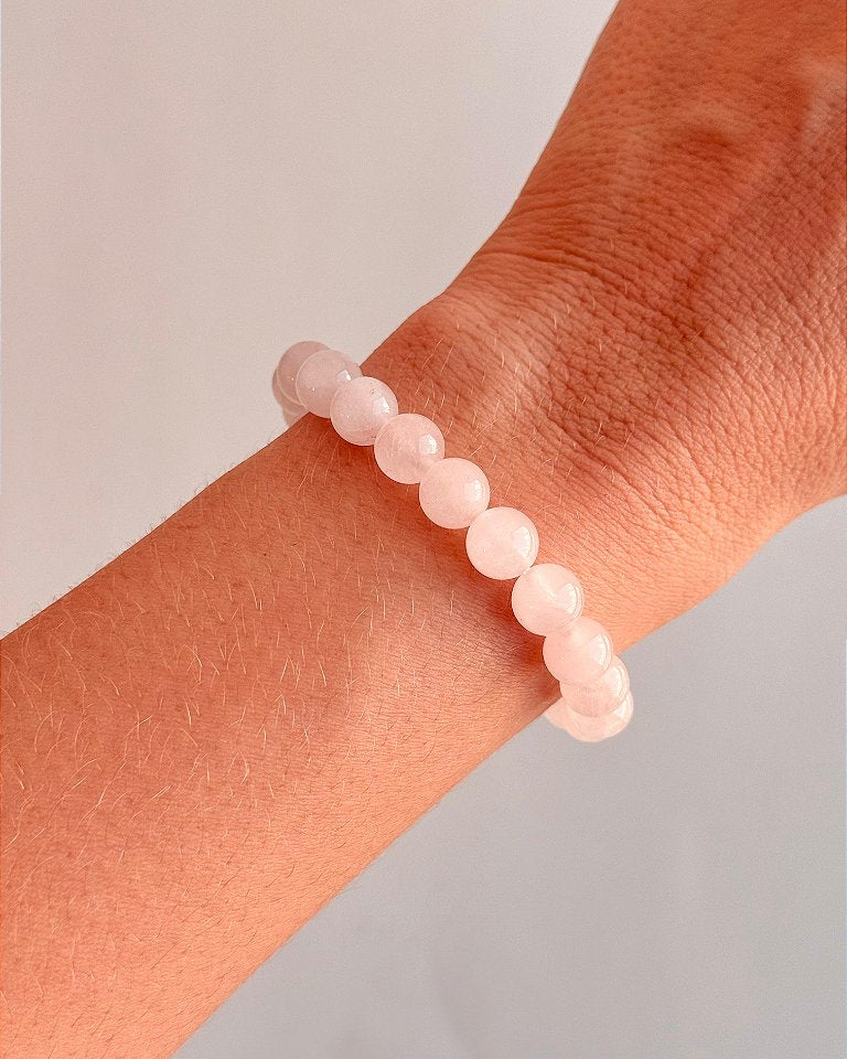 Pulseira de Quartzo Rosa Redonda 8mm - Amor, Perdão e Gratidão