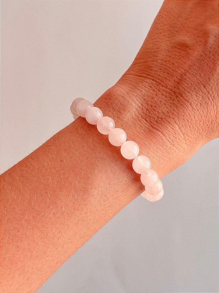 Pulseira de Quartzo Rosa Redonda 8mm - Amor, Perdão e Gratidão