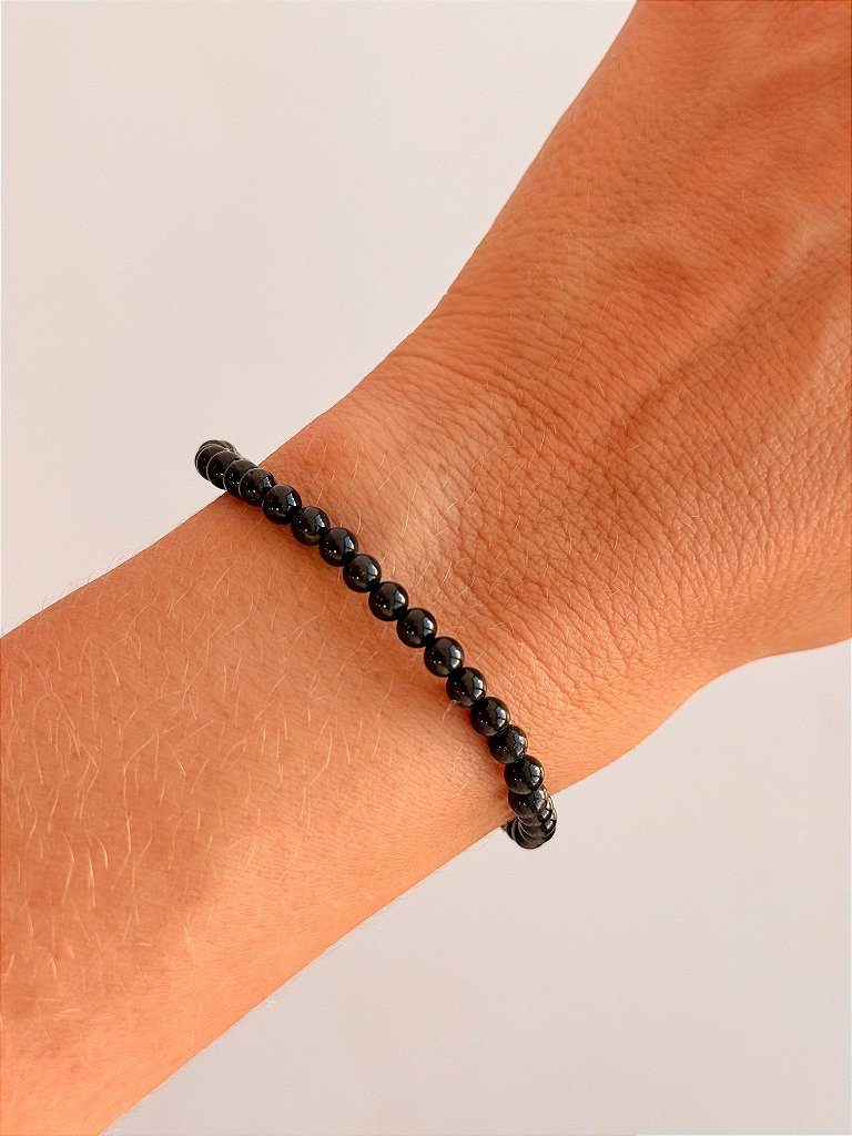 Pulseira de Turmalina Negra Redonda 4mm - Proteção Energética e Espiritual, Inseguranças e Soluções