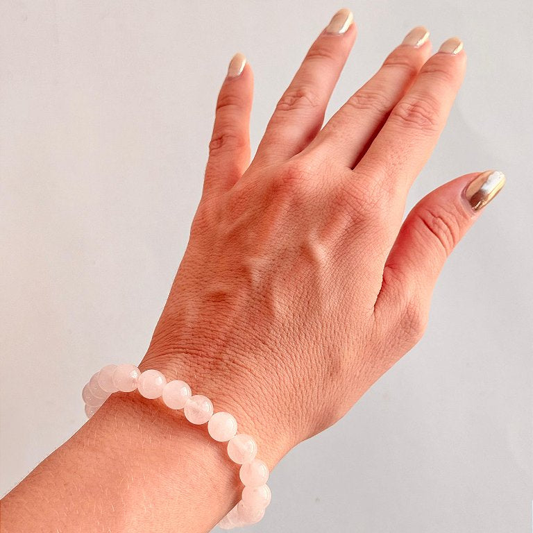 Pulseira de Quartzo Rosa Redonda 8mm - Amor, Perdão e Gratidão