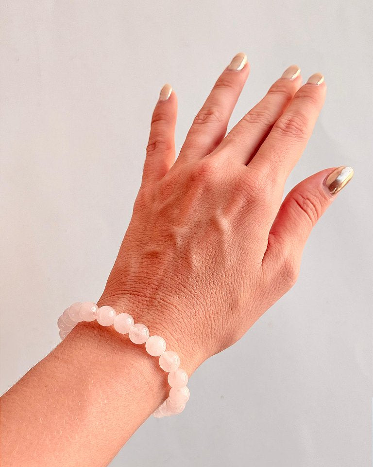 Pulseira de Quartzo Rosa Redonda 8mm - Amor, Perdão e Gratidão