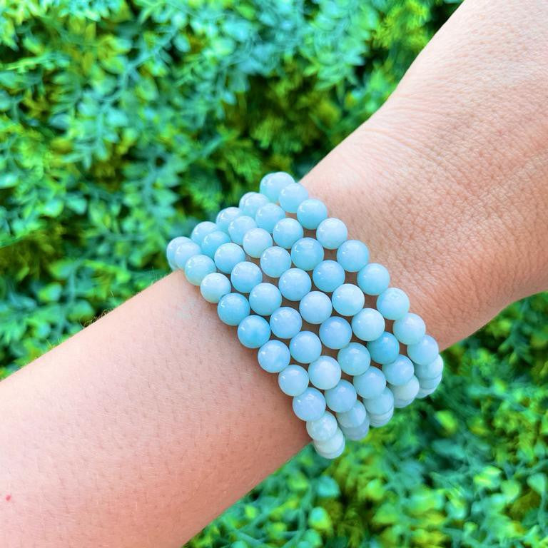 Pulseira de Amazonita Redonda 6mm - Antiestresse, Adaptação a Mudanças, Melhora os Estudos