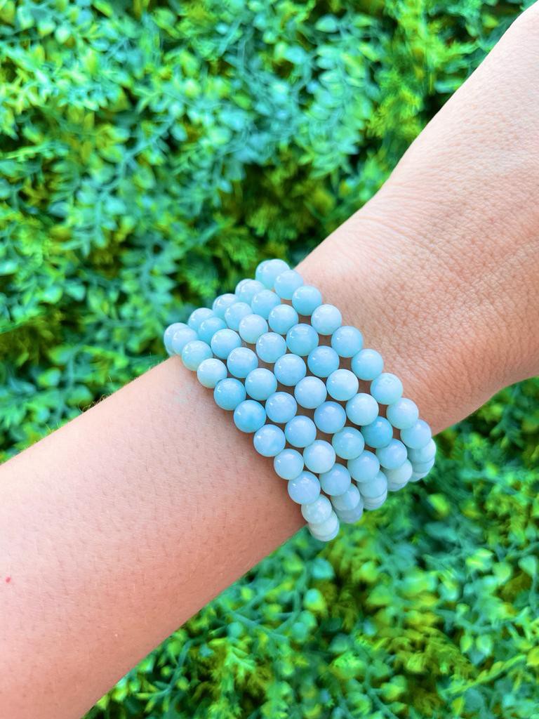 Pulseira de Amazonita Redonda 6mm - Antiestresse, Adaptação a Mudanças, Melhora os Estudos