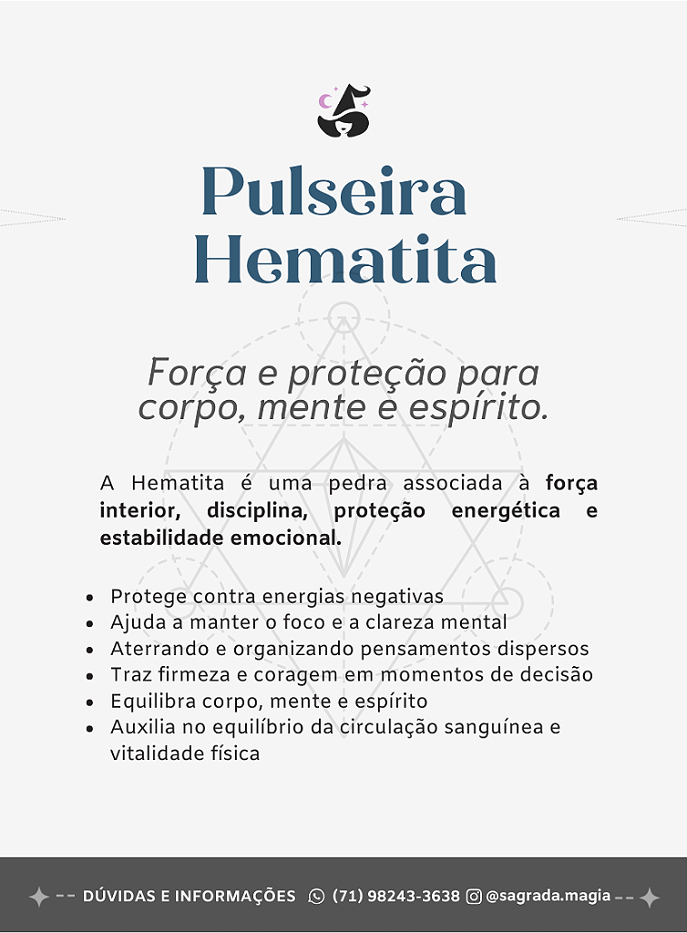 Pulseira de Hematita 8mm Regulável - Proteção, Disciplina, Afasta Vícios e Melhora Hábitos