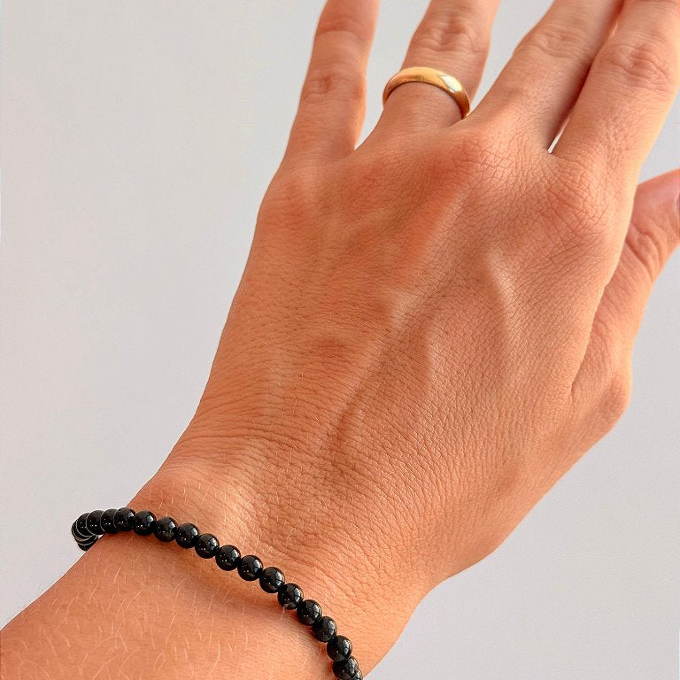 Pulseira de Turmalina Negra Redonda 4mm - Proteção Energética e Espiritual, Inseguranças e Soluções