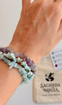 Conjunto Ansiedade, Medo e Agonia - Água Marinha, Larimar e Ametista Lilás