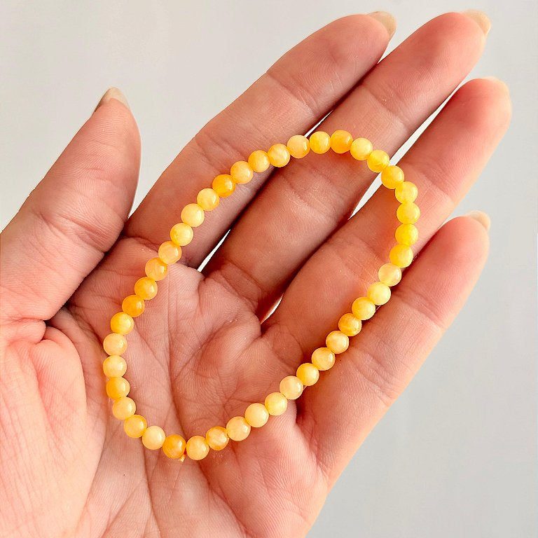 Pulseira de Calcita Amarela Redonda 4mm - Movimento, Realizações, Alegria e Entusiasmo