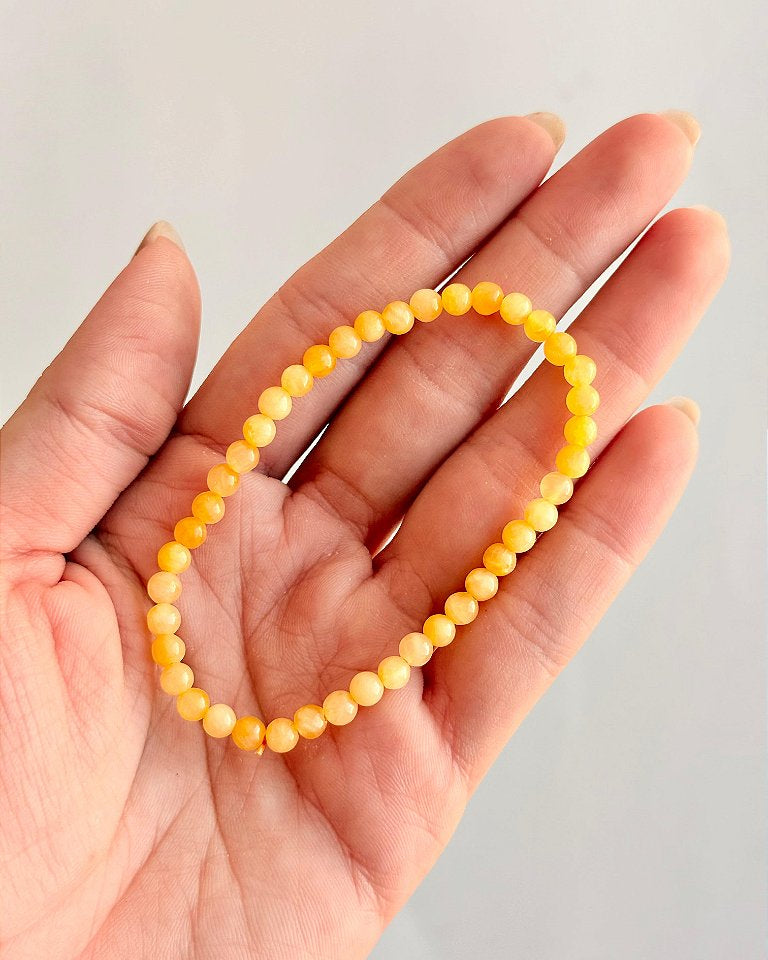 Pulseira de Calcita Amarela Redonda 4mm - Movimento, Realizações, Alegria e Entusiasmo