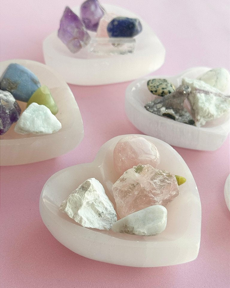 Bowl de Selenita Coração - Limpeza Energética; Paz de Espírito; Cansaço Mental e Dores