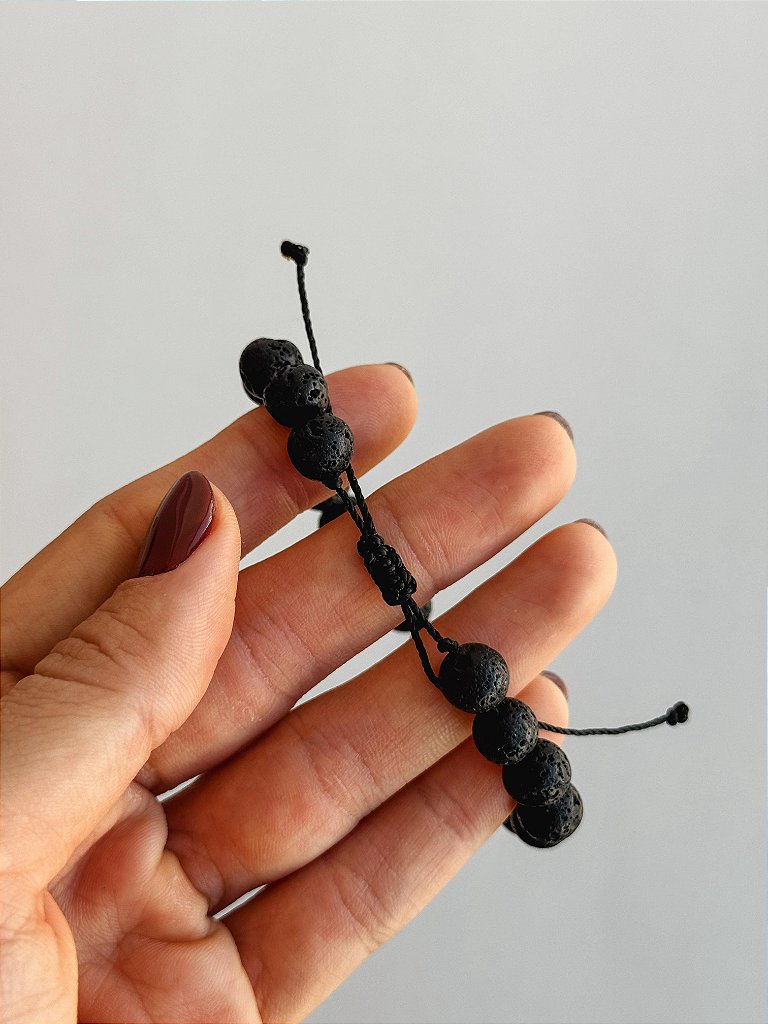 Pulseira de Lava Vulcânica 8mm Regulável - Resiliência, Força e Autossabotagem