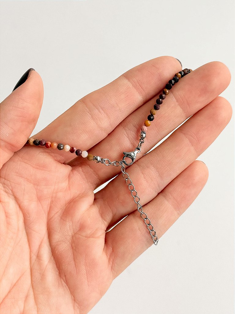 Pulseira de Jaspe Mokaíta 2mm Multifacetada - Correção de Karmas, Jovialidade e Força