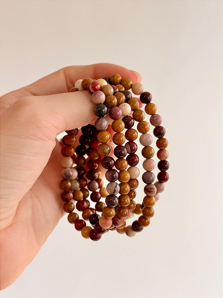 Pulseira de Jaspe Mokaíta Redonda 6mm - Correção de Karmas, Jovialidade e Força