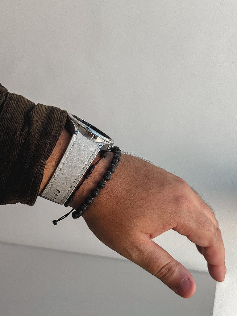 Pulseira de Lava Vulcânica 6mm Regulável - Aço Inoxidável - Resiliência, Força e Autossabotagem