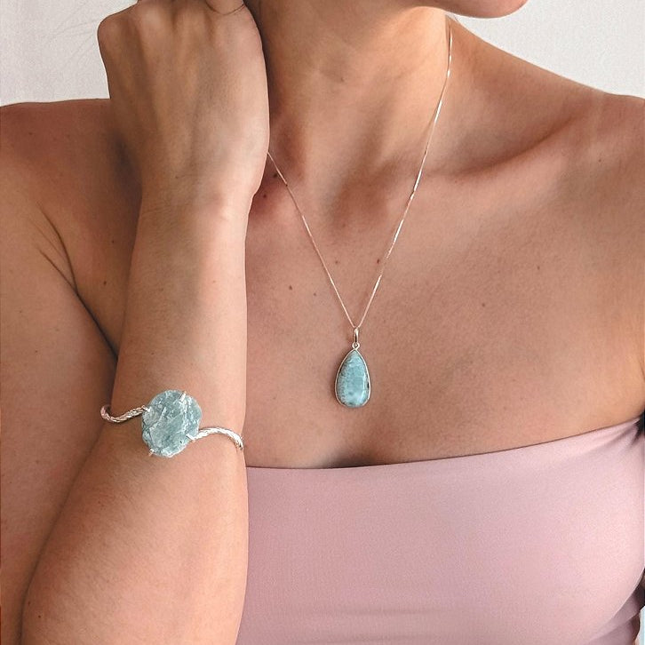 Bracelete Fada de Água Marinha - Pedra da Ansiedade, Desfaz Confusões, Protege os Pensamentos