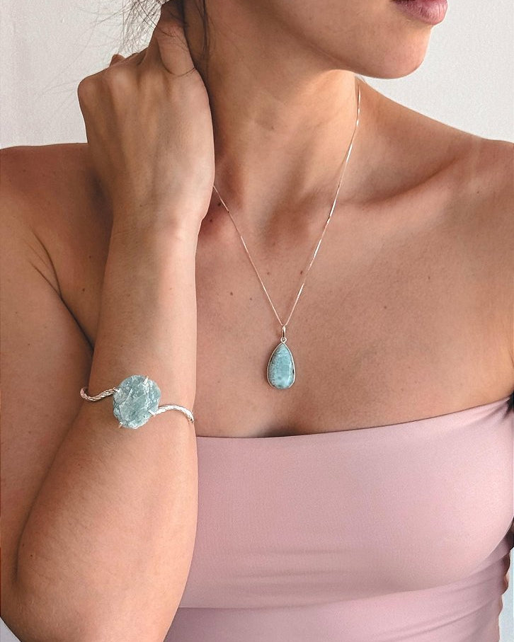 Bracelete Fada de Água Marinha - Pedra da Ansiedade, Desfaz Confusões, Protege os Pensamentos