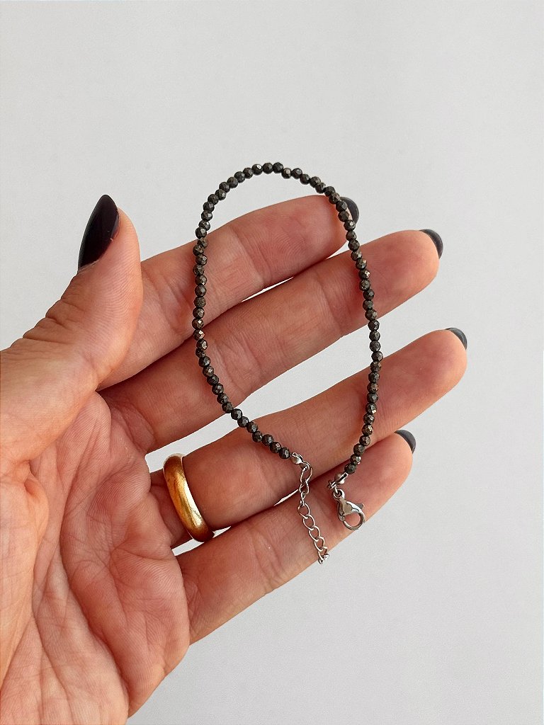 Pulseira de Pirita 2mm Multifacetada - Prosperidade, Novas Ideias e Oportunidades