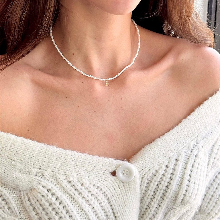 Colar de Madre Pérola Redondo 2mm Inox - Amor Universal, Proteção e Riqueza