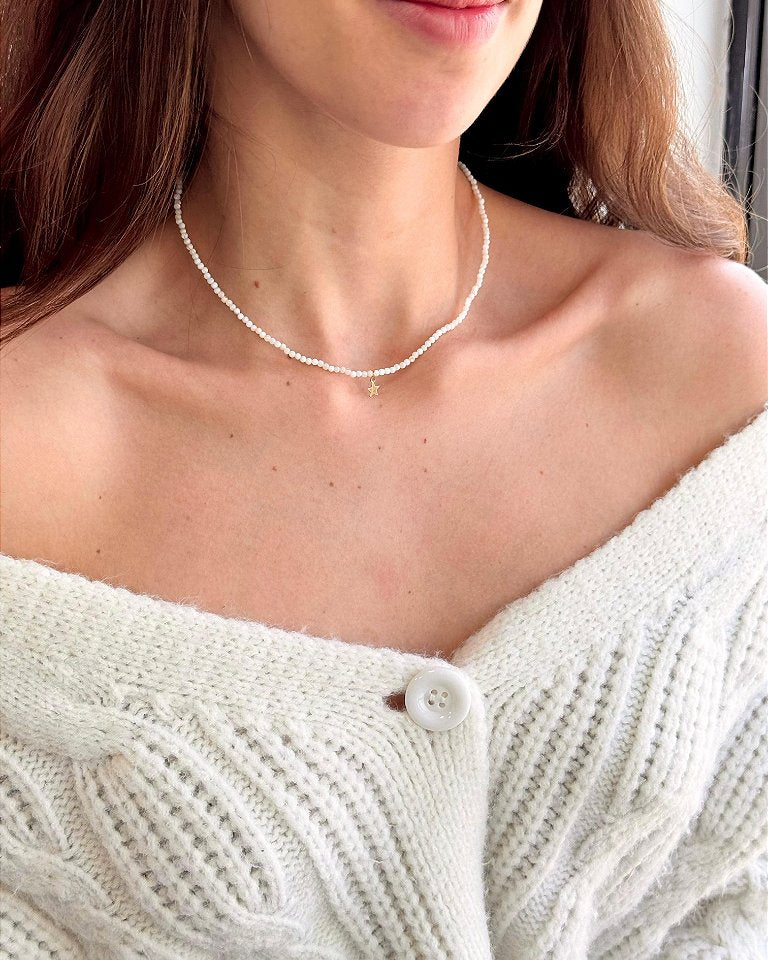 Colar de Madre Pérola Redondo 2mm Inox - Amor Universal, Proteção e Riqueza