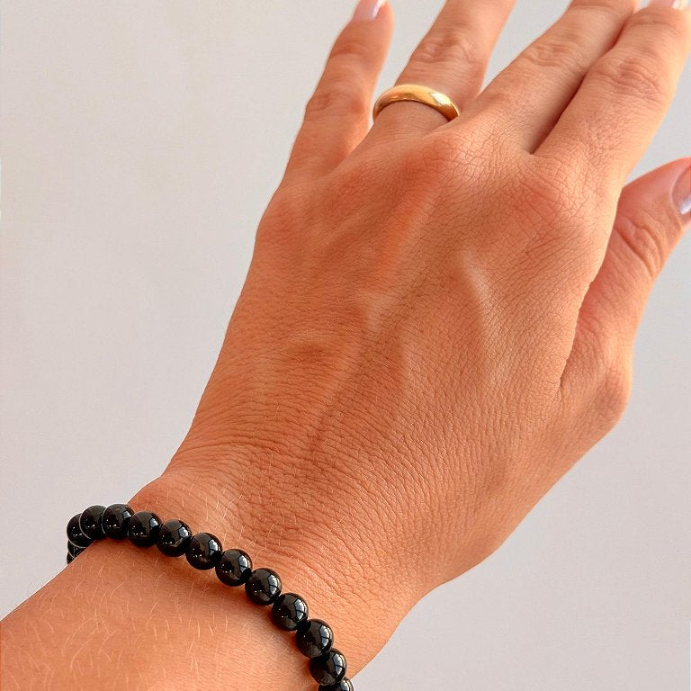 Pulseira de Turmalina Negra Redonda 6mm - Proteção Energética e Espiritual, Inseguranças e Soluções