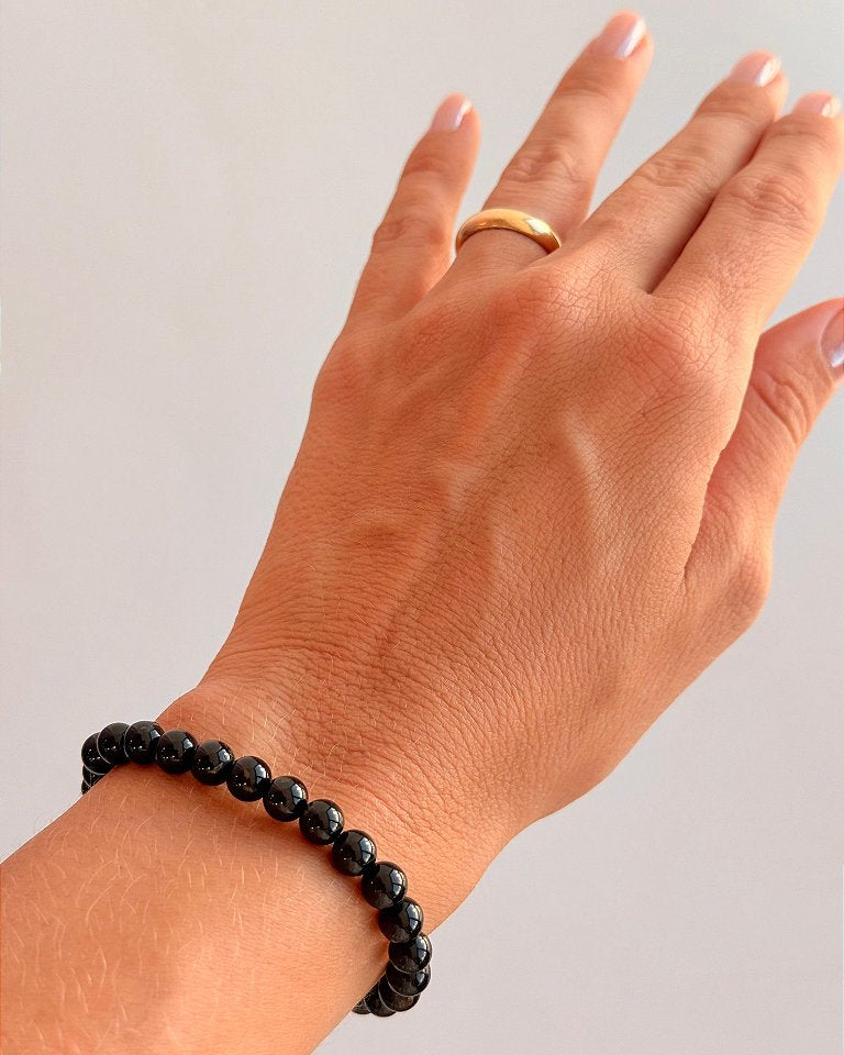 Pulseira de Turmalina Negra Redonda 6mm - Proteção Energética e Espiritual, Inseguranças e Soluções