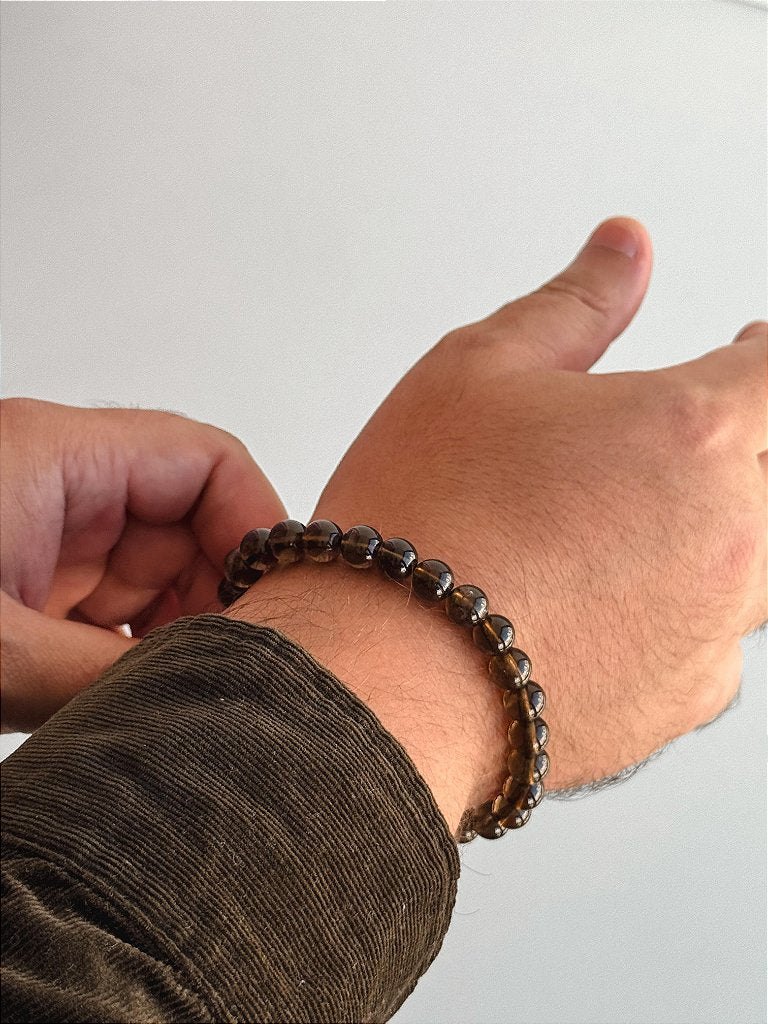 Pulseira de Quartzo Fumê 8mm Regulável - Abre Caminhos,  Proteção, Cansaço e Força para Mudanças