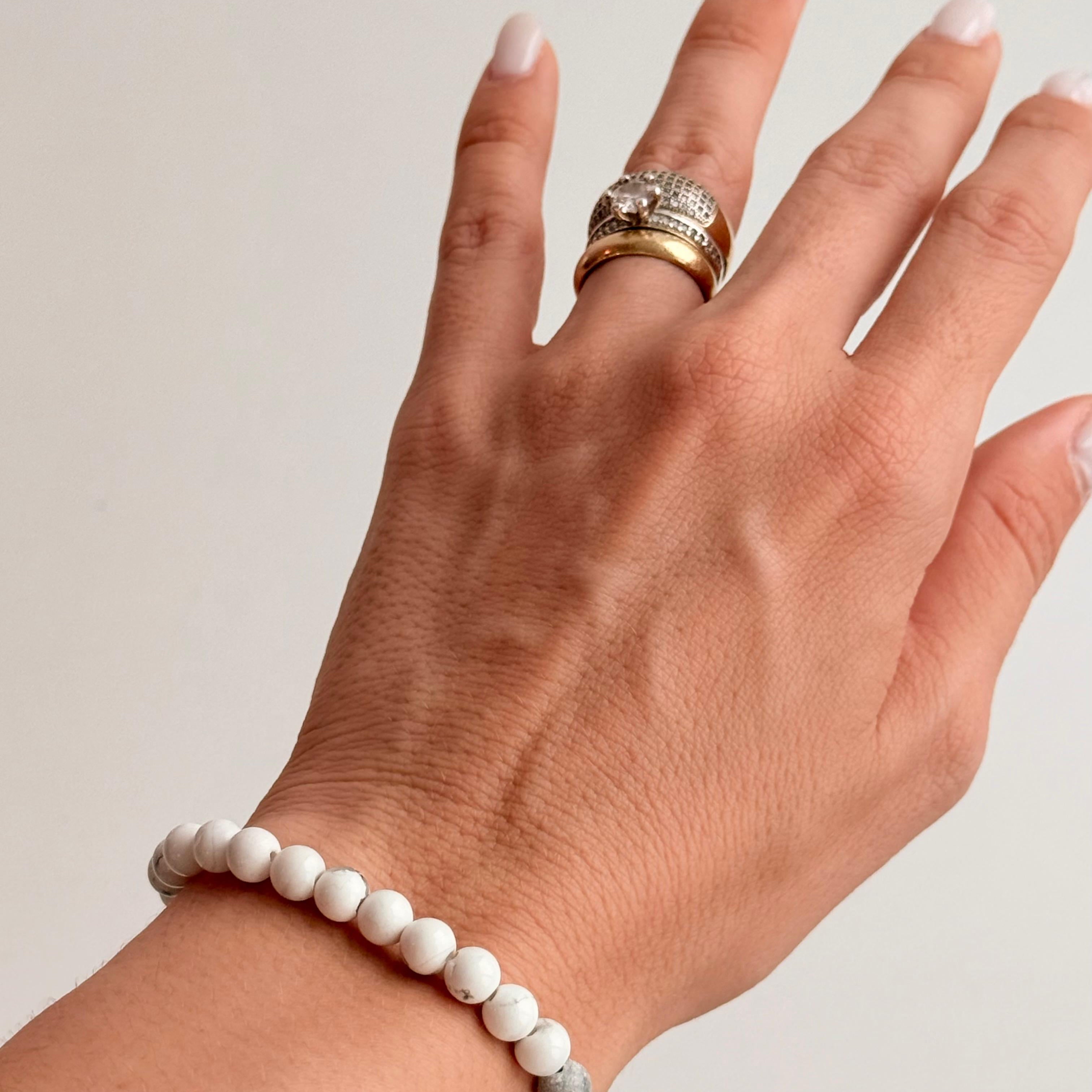 Pulseira de Howlita Redonda 6mm - Paz, Paciência e Equilíbrio de Emoções