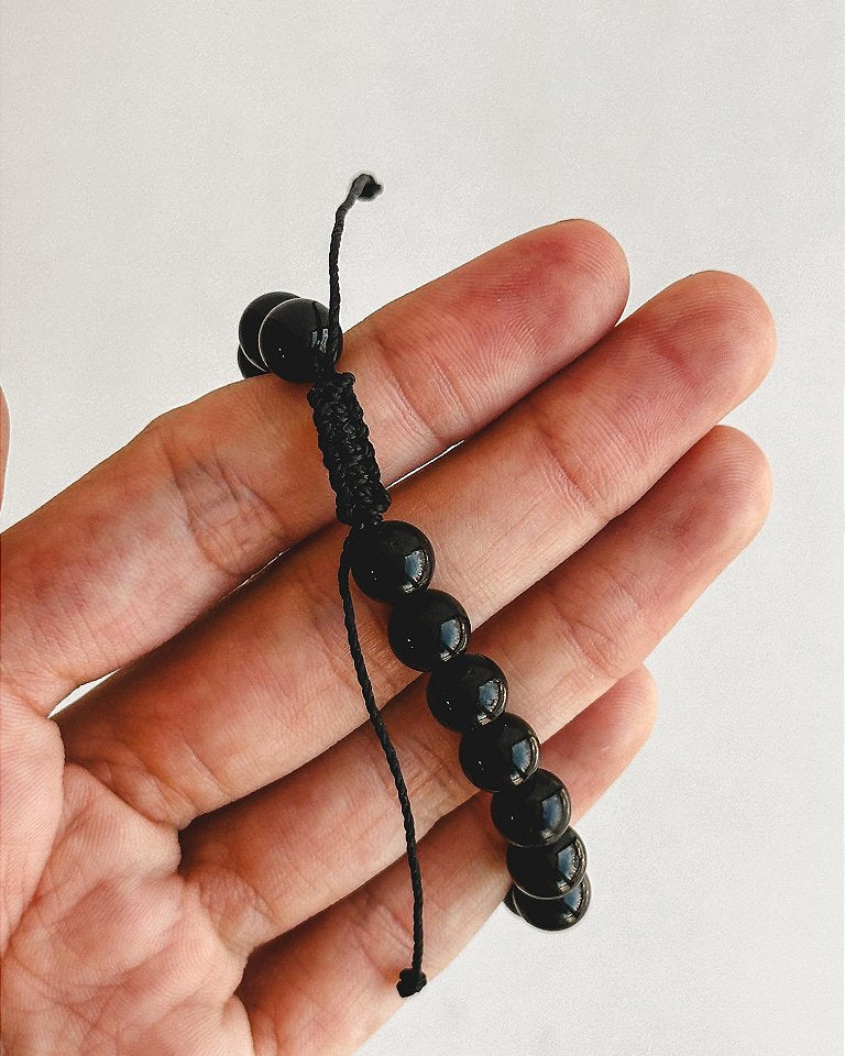 Pulseira de Turmalina Negra 8mm Regulável - Sobrecarga, Melhora do Humor, Proteção e Segurança