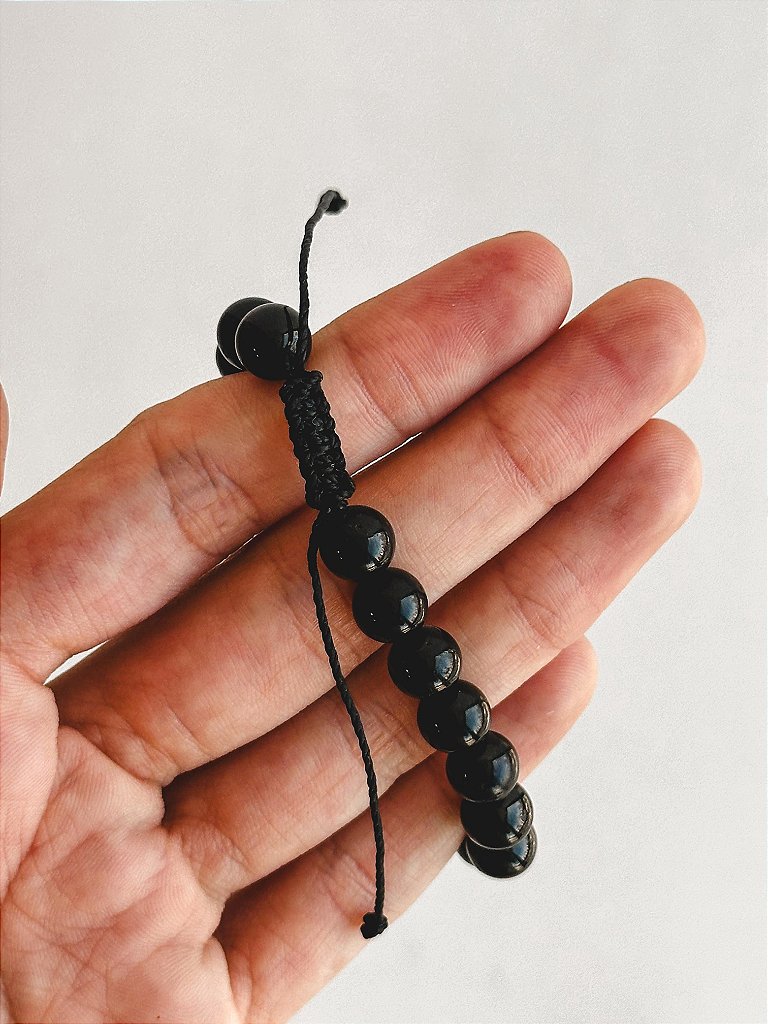 Pulseira de Turmalina Negra 8mm Regulável - Sobrecarga, Melhora do Humor, Proteção e Segurança
