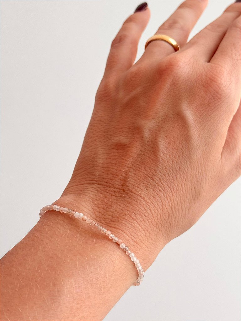 Pulseira de Pedra do Sol 2mm Multifacetada - Pedra do Sucesso
