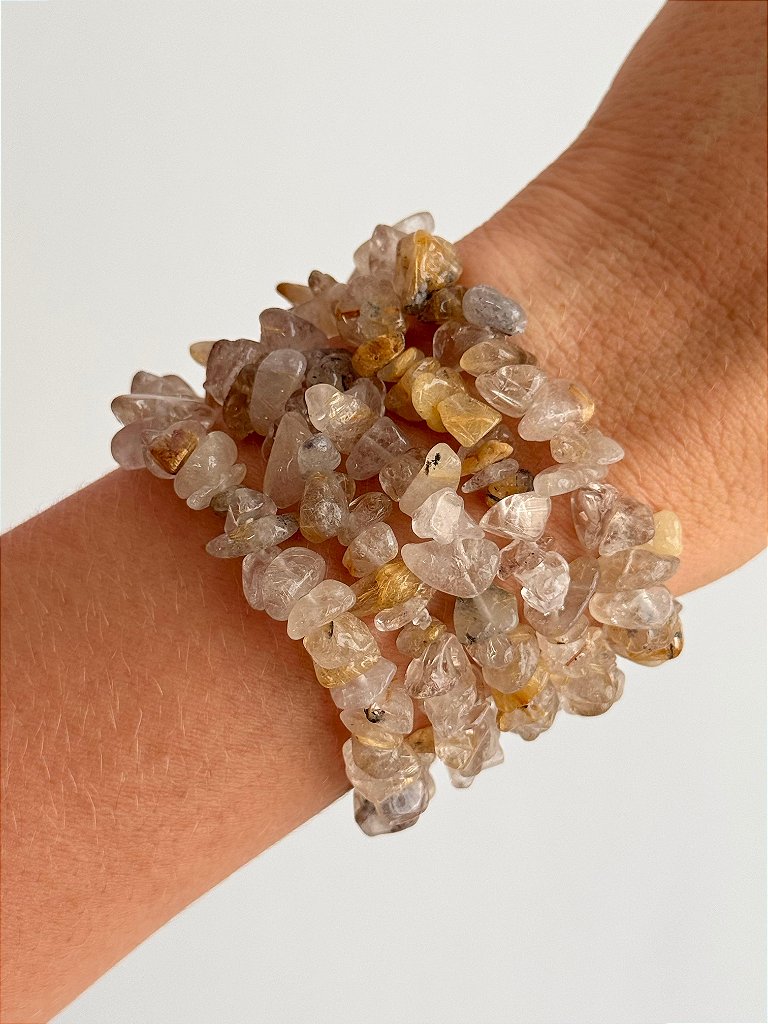 Pulseira de Quartzo Rutilado - Cura do Passado; Manifestação; Amplificador; Viagens Astrais