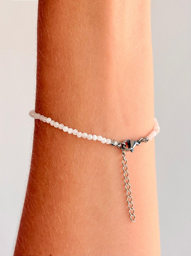 Pulseira de Pedra da Lua 2mm Multifacetada - Sensualidade, Energia Feminina, Domínio das Emoções e Fertilidade