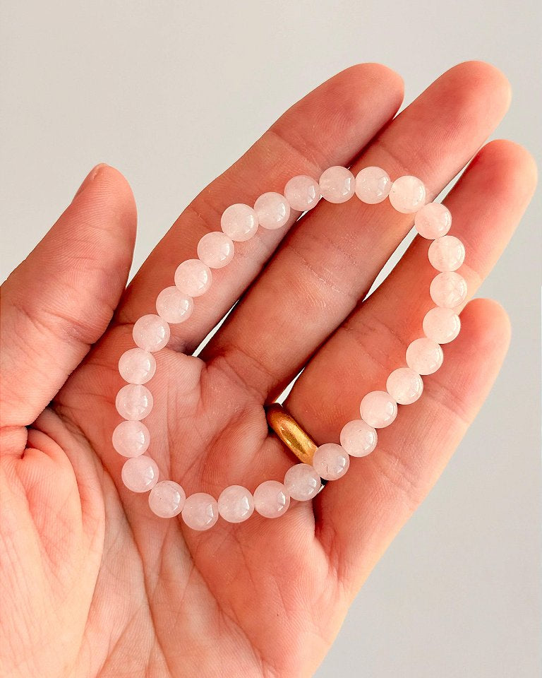 Pulseira de Quartzo Rosa Redonda 6mm - Pedra do Amor - Cura do Coração, Amor Próprio, Perdão e Gratidão