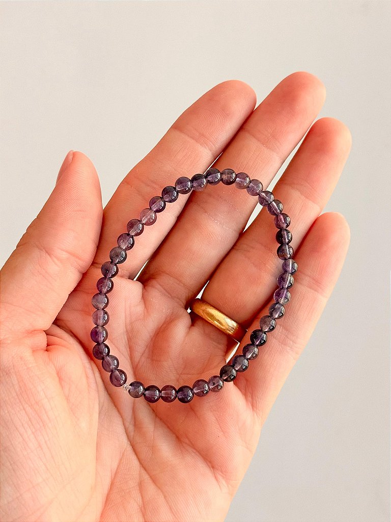 Pulseira de Ametista Redonda 4mm - Intuição, Conexão, Espiritualidade e Eleva a Vibração