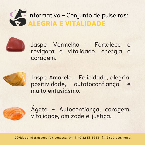 Conjunto Alegria e Vitalidade - Jaspe Vermelho, Jaspe Amarela e Ágata