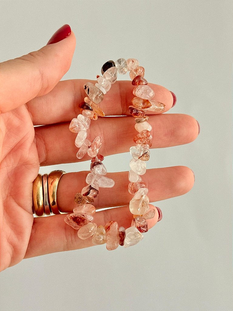Conjunto Alegria e Vitalidade - Jaspe Vermelho, Cornalina e Quartzo Hematóide