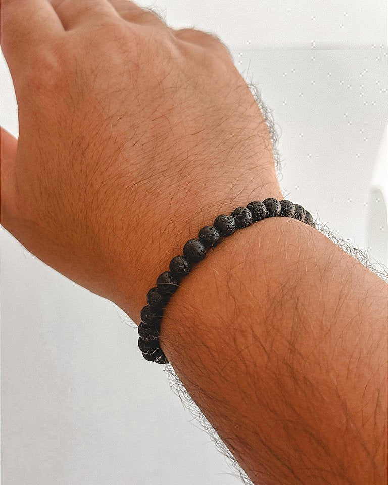 Pulseira de Lava Vulcânica 6mm Regulável - Resiliência, Força e Autossabotagem
