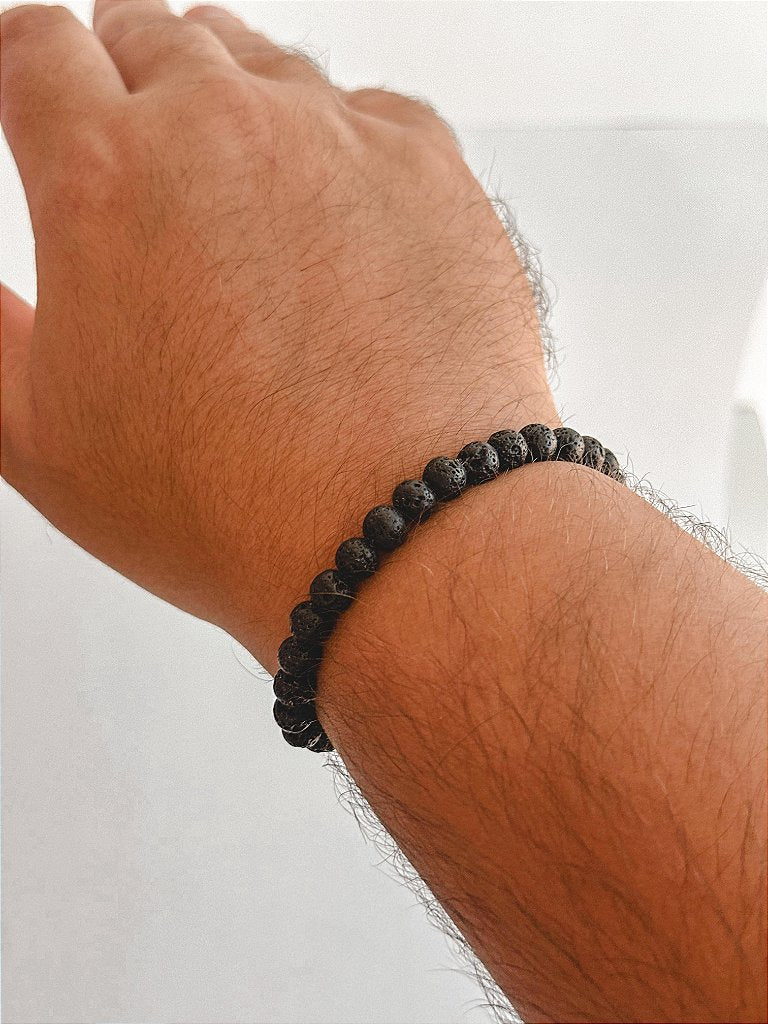 Pulseira de Lava Vulcânica 6mm Regulável - Resiliência, Força e Autossabotagem