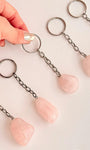 Chaveiro de Quartzo Rosa - Pedra do Amor - Cura do Coração, Amor Próprio, Perdão e Gratidão