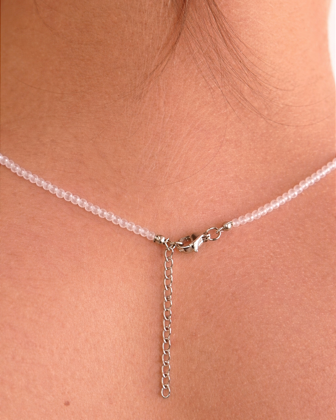 Colar de Quartzo Rosa 2mm Multifacetado - Pedra do Amor - Cura do Coração, Amor Próprio, Perdão e Gratidão