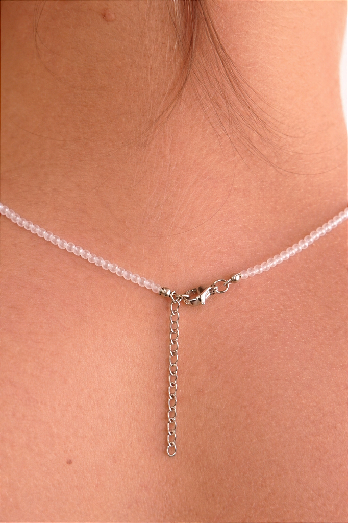 Colar de Quartzo Rosa 2mm Multifacetado - Pedra do Amor - Cura do Coração, Amor Próprio, Perdão e Gratidão