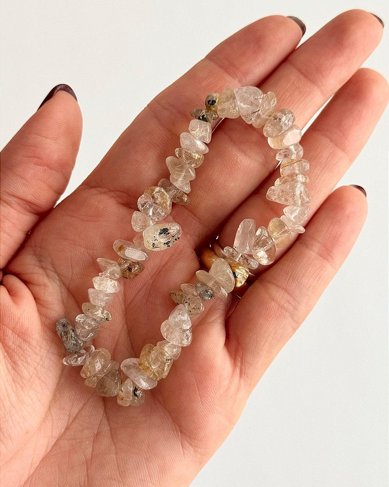 Pulseira de Quartzo Rutilado - Cura do Passado; Manifestação; Amplificador; Viagens Astrais