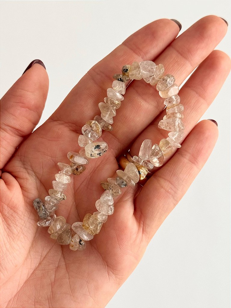Pulseira de Quartzo Rutilado - Cura do Passado; Manifestação; Amplificador; Viagens Astrais