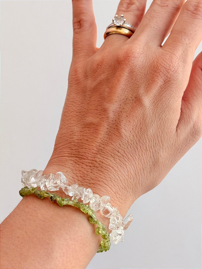 Conjunto Transformações e Mudanças - Peridoto, Serpentinita, Quartzo Cristal e Calcita Ótica
