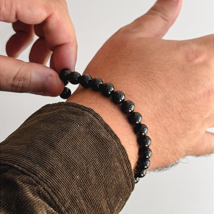 Pulseira de Turmalina Negra 8mm Regulável - Sobrecarga, Melhora do Humor, Proteção e Segurança