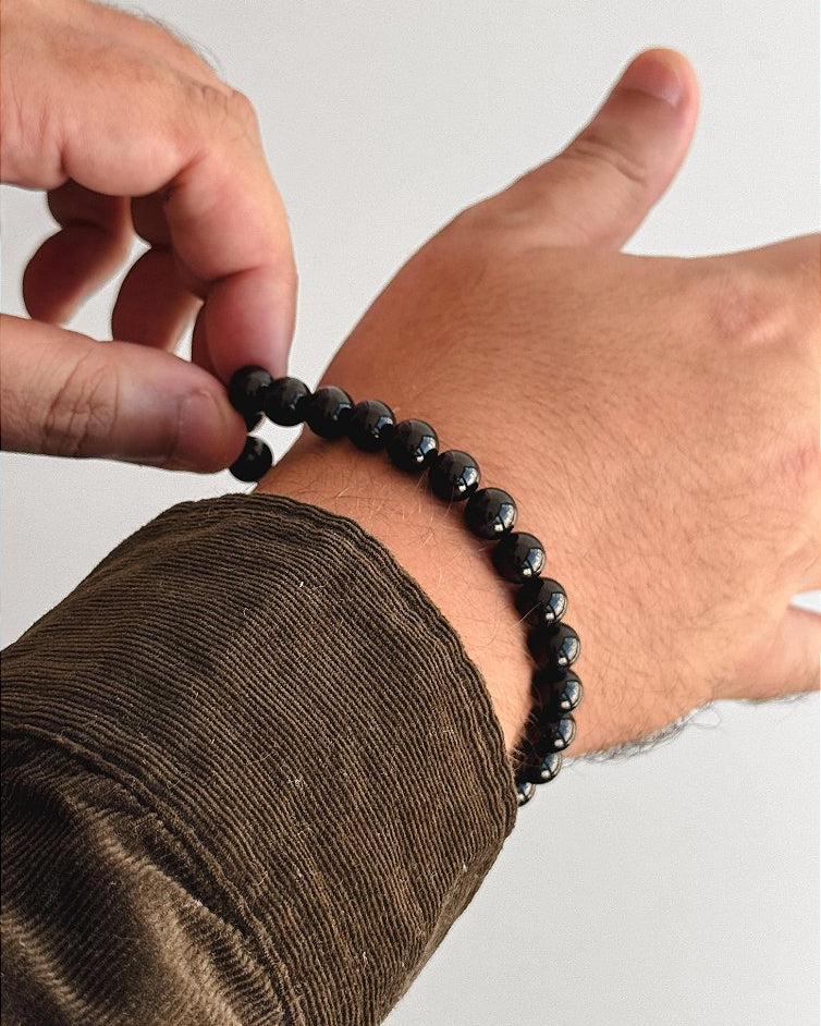 Pulseira de Turmalina Negra 8mm Regulável - Sobrecarga, Melhora do Humor, Proteção e Segurança