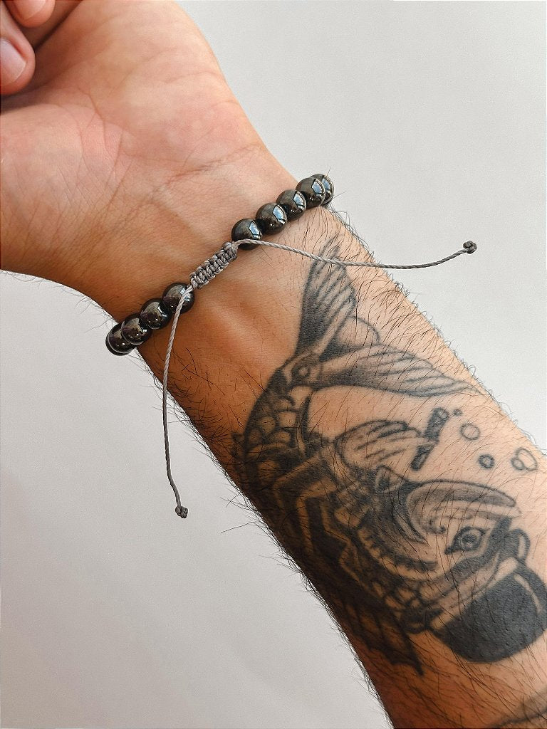 Pulseira de Hematita 8mm Regulável - Proteção, Disciplina, Afasta Vícios e Melhora Hábitos