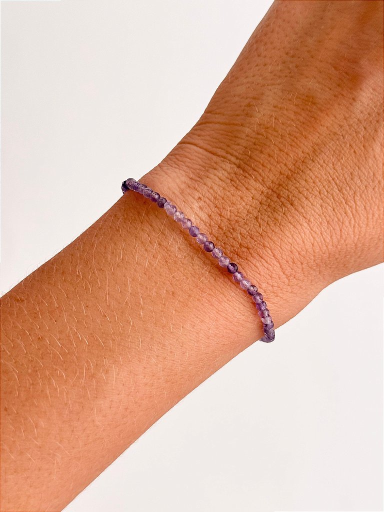 Pulseira de Ametista 2mm Multifacetada - Intuição, Conexão, Espiritualidade e Eleva a Vibração